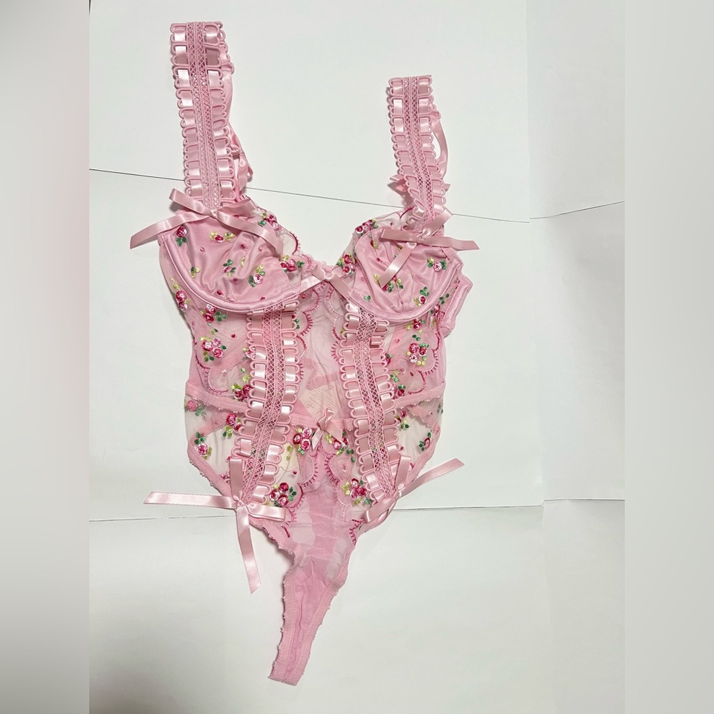 Victoria's Secret Pink Floral Lingerie FOR LOVE & LEMONS Maisie Teddy XS